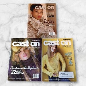 Cast On magazine for knitting and crochet lot of 2 2005-2006